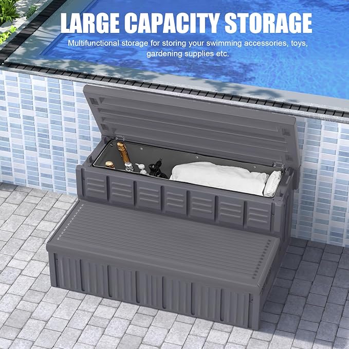 Hot Tub Steps, Outdoor Spa Steps with Storage, Non-Slip & Sturdy Hot Tub Stairs, 36 Inches Long