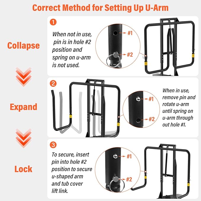 Cover Lifter,Hot Tub Cover Lifter Undermount,Spa Cover Lift,Heavy Duty Hot Tub Cover Lifter Hydraulic Removal System Adjustable U-Arms Reinforced Brackets,Undermount Design Works with All Spa Shapes