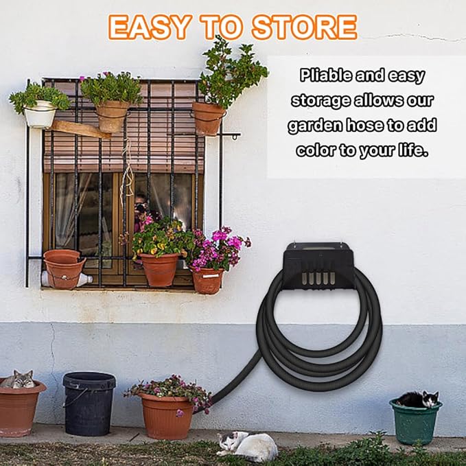 Garden Hose 75ft, Pliable lightweight Water Hose with Triple Layer 3/4" Fittings Ergonomic Grip Indoor & Outdoor Use Gift for Lawn Car Watering Plants Black