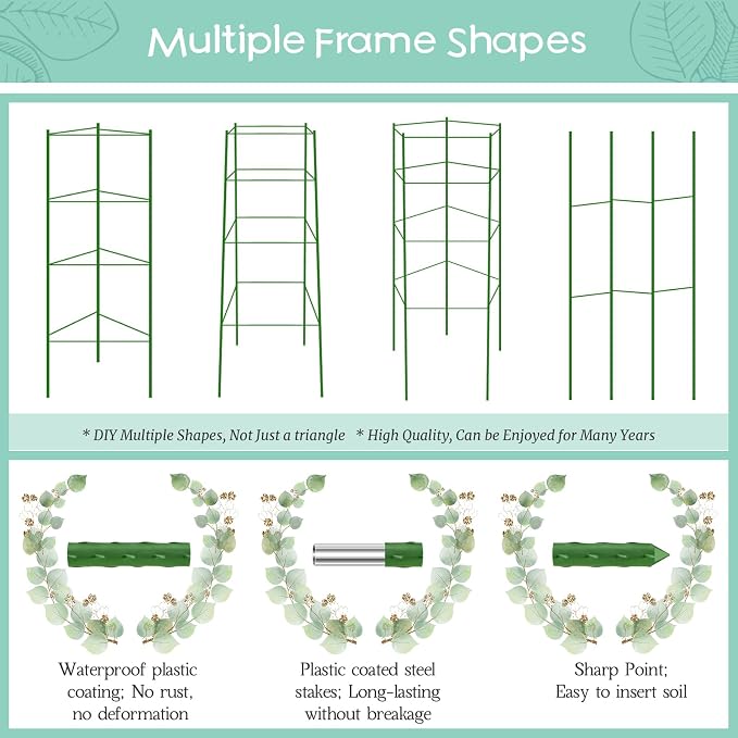 Legigo 2-Pack Tomato Cage for Garden Plant Support- Up to 63inch Garden Stakes Tomato Cage, Tomato Trellis for Potted Plants, Tomato Cages Plant Stakes for Climbing Vegetables Plants Flowers