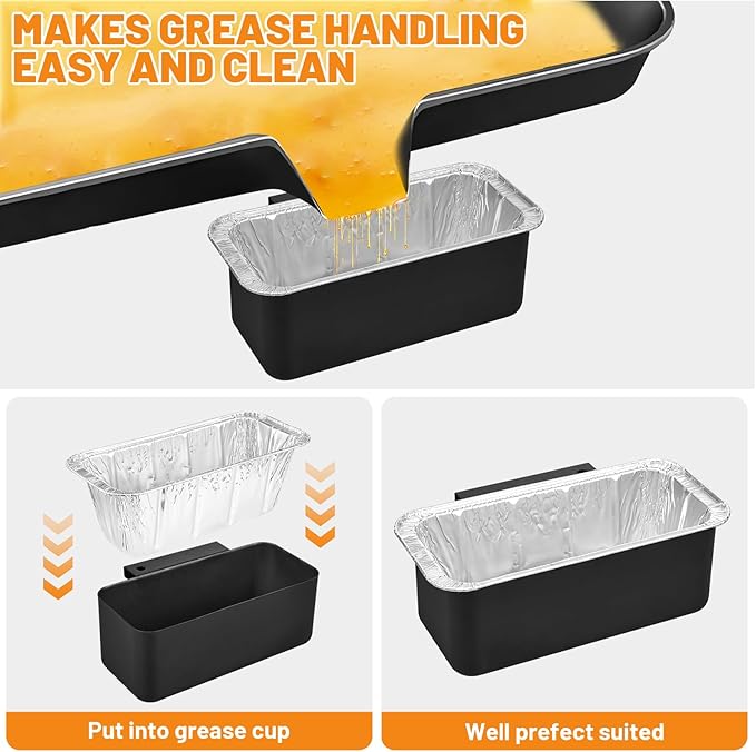 Griddle Grease Catcher/Grease Cup Foil Tray pan for Blackstone Stove Griddles 17'' 22'' 28'' 30'' 36'', Drip Catcher Pan for Blackstone Professional Flat Top Griddles Replacement Part