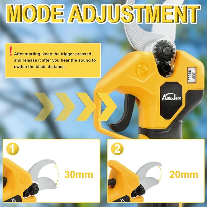 Electric Pruning Shears Compatible with Dewalt 20V Battery Brushless Electric Shears with LCD Display 0.8-1.2 Inch Cutting Diameter for Gardening, Branch, Tree Trimming (NO Battery)