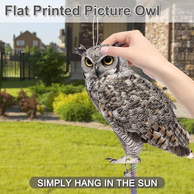 Owl to Scare Animals, 3 Pack Hanging Effective Owl Control Device to Keep Animals Pigeon Woodpecker Away from Outdoor Garden Yard