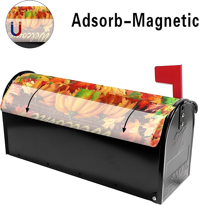 Fall Leaves Mailbox Covers Magnetic Fall Thanksgiving Mailbox Cover Autumn Post Letter Box Cover for Garden Yard Decor 21x18 Inch