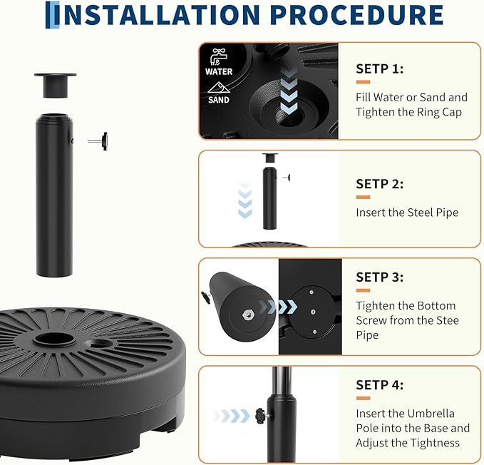 GarveeLife Patio Umbrella Base, 80lb Capacity Heavy Duty Design with Adjustable Pole Adapter Fits 1.5" to 2.1" Poles for 7.5-11FT Umbrellas, Corrosion-Resistant and Wind-Resistant for Outdoor, Patio