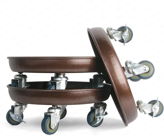Plant Caddy with Wheels 12 Inch 3 Pack, Heavy Duty Metal Plant Stand & Dolly with Lockable Casters, Holds 160 lbs for Indoor Outdoor Large Flower Pots, Bronze