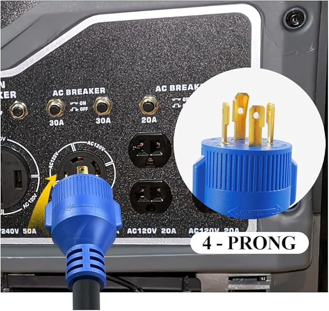 Generator to RV Adapter Cord 30 Amp 4-Prong Twist Lock NEMA L14-30P to TT-30R,12 Inch Heavy Duty 30 Amp Adapter for RV Backup Power,Rated 30A 125V