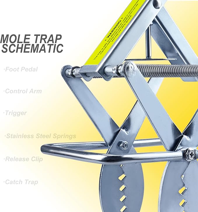 Mole Trap Scissor 2 Pack, Upgraded Mole Traps for Lawns that Kill Best, Galvanized Steel Mole Killer, Easy Step Setup