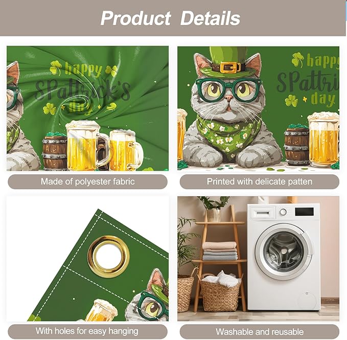 7 * 16FT Summer Garage Door Cover Decorations Sunset Palm Trees Garage Door Banner for Outdoor Indoor Summer Party Photography Backdrop (St. Patrick's Day, 6 * 13 ft)