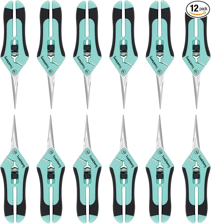 12 Packs Pruning Shears, Garden Trimming Scissors, Gardening Hand Pruning Snips, Titanium Coated Precision Bonsai Pruning Shears, Convenient and Efficient Flower Cutters (Blue)