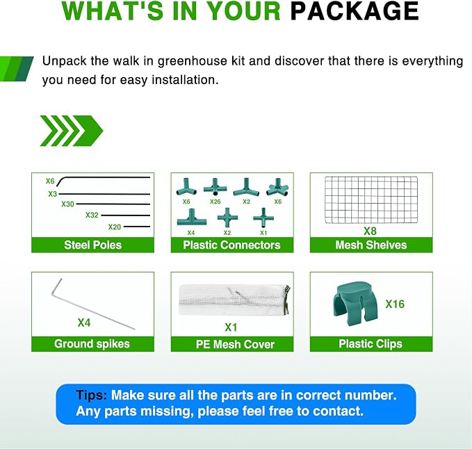 Yesker Greenhouse 57.5"x57"x77" Walk in Green House - Large Outdoor/Indoor Greenhouses with 8 Shelves Waterproof PE Cover & Windows, Portable Greenhouse Kit for Winter Backyard Gardening Patio, White