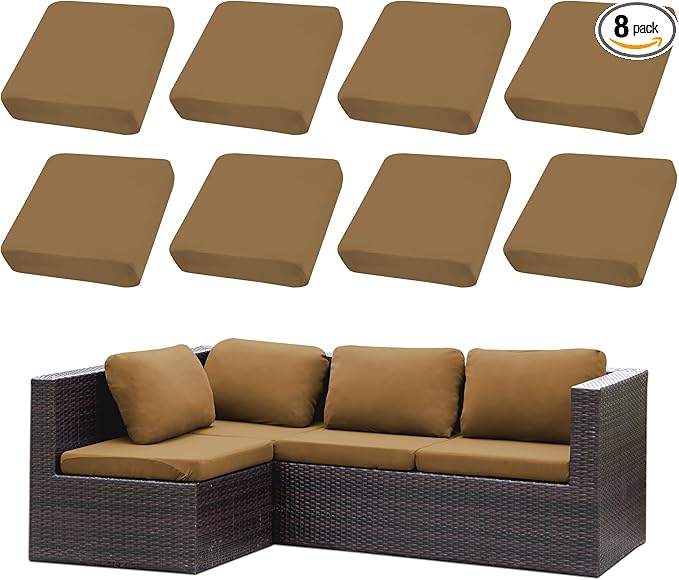 Outdoor Cushion Covers Set,8PCS Patio Furniture Couch Seat Slipcovers, Replacement for Sofa Sectional Chair(Cover，Only)