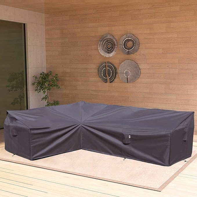 Heavy Duty Outdoor Sectional Sofa Cover, 90"X120" Waterproof 600D Patio Furniture Covers, Lawn Patio Couch Protector(Storm Grey, L-Shaped-Left Facing-90 x120)
