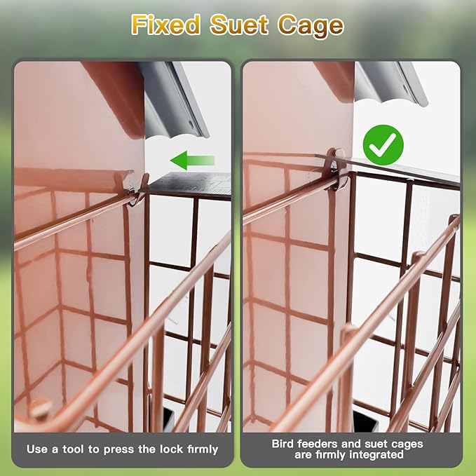 FlowaFoli Bird Feeders for Outdoors Hanging, Metal Bird Feeder with Double Suet Cage Cake, Large Capacity, Birdfeeders Sturdy & Weatherproof, Easy to Clean & Refill, Great for Attracting Wild Birds