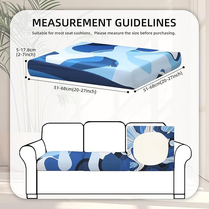 BIETYONE 8Pcs Stretch Patio Cushion Covers,for Outdoor Couch Cushion Covers Replacement,Outdoor Sofa Covers Patio Slipcovers Couch Cover,Washable Furniture Cover (Pattern 2, Cover Only)