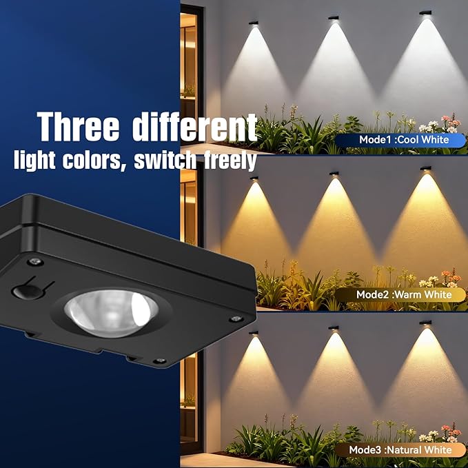 12 Pack Solar Fence Lights Outdoor, 3 Color Temp, IP65 Waterproof, Cost-Effective Solar Lights for Patio Yard Railing