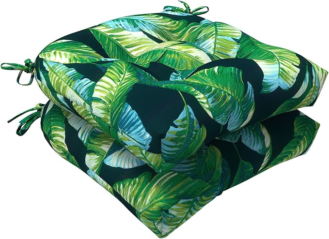 LVTXIII Outdoor Seat Cushions Seasonal Tufted Chair Cushions, Patio Chair Pads for Dining Chairs, Office Armchairs and Garden Furniture Decoration (Round Back, 19”x19”x4”, Hanalei Lagoon, 2 Pack)