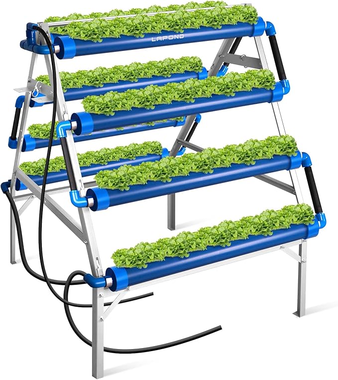 GENORTH A-Type Hydroponics Growing System Kit for Vegetables,Fruits and Herbs,with 72 Plant Sites and Food-Grade PVC-U Pipes,Suitable for Indoor and Outdoor,All