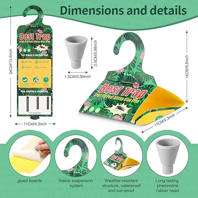18 Pack Codling Moth Traps for Apple Trees with Pheromone Lures – Triangular Hanging Sticky for Apple Trees, Includes 18 Traps & 18 Lures, for Orchard & Garden Use