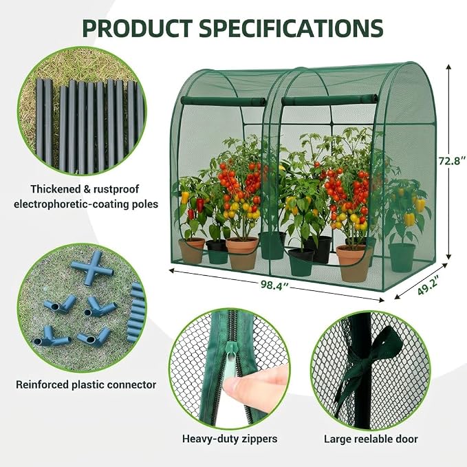Crop Cages for Garden Plant: 8.2x4.1x6Ft Shade Cloth Plant Cage, Plant Netting Cover with Zipper, Raised Bed Cover, Plant Cover from Animal Wind-Resistant Garden Cage for Fruit Vegetable Flower