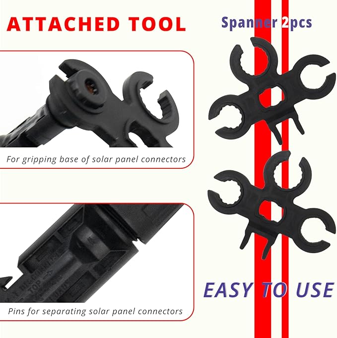 Solar Crimper Stripper Tool Kit，With Wire Stripper, 12 Pairs Solar Connectors, 1 PCS Stainless Steel Wire Cable Cutter, 1Pair Solar Spanner Wrench