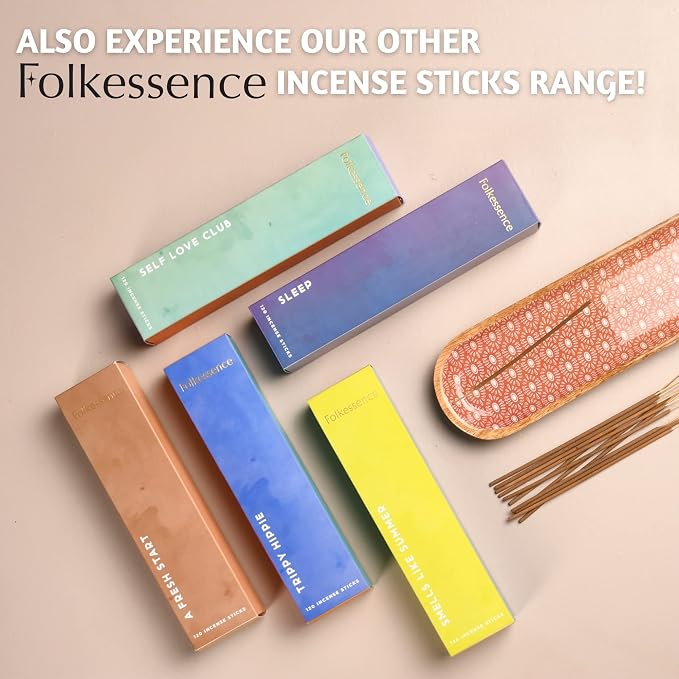 Folkulture Incense Sticks (120 Sticks) | Set of 6 Organic Aromatherapy Incense Sticks for Sleep, Relaxation, Meditation & Yoga | No Charcoal, Non-Toxic, 45-Minute Burn Time