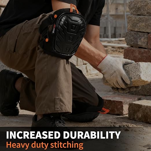 GRENPRO Professional Knee Pads for Work,Heavy Duty Thick Foam Knee Pads Tools, Knee Pad with Soft Gel Cushion for Construction, Work, Flooring, Gardening, Cleaning, Tiling,Upgraded Black