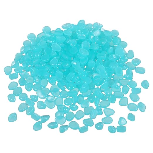 Glow in the Dark Stones, Luminous Pebbles Stones Glowing Rocks Decorative Light Up Pebbles 1000 Pcs & Light Blue -Fitting for (Fish Tank/Outdoor Garden Decor/Yard/Walkway)