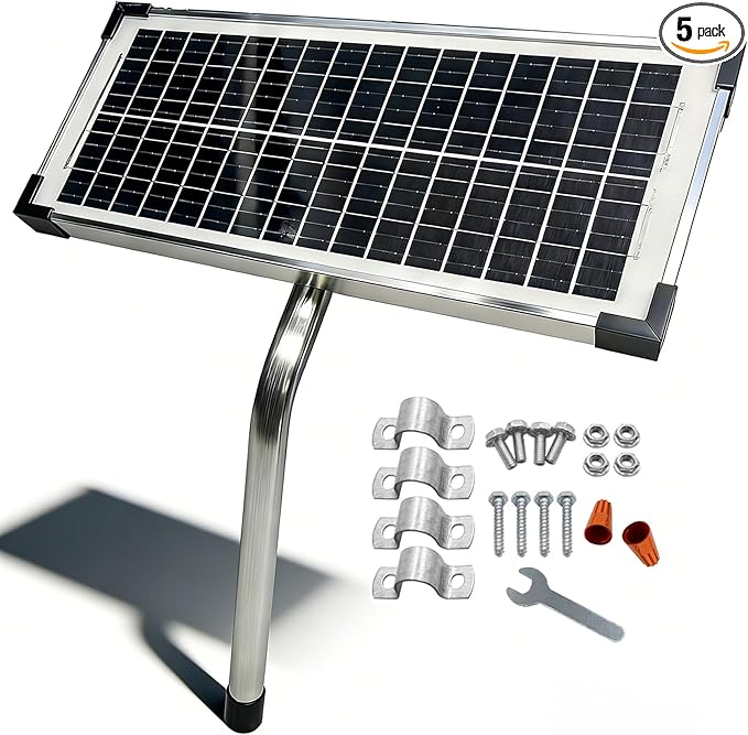FM123 10 Watt Solar Panels Kit for Mighty Mule GTO PRO Automatic Gate Openers,12v Portable Solar Panel Battery Charger, Replace FM350 MM260 MM560 FM200 FM350 FM500 FM502 FM700 MM571W MM271 MM360
