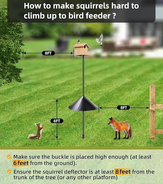 2 Pack Squirrel Baffle for Bird Feeder Pole, Outside Pole Mount Bird House Guard for Outdoor Shepherd’s Hook (2 Pack-16 inch)
