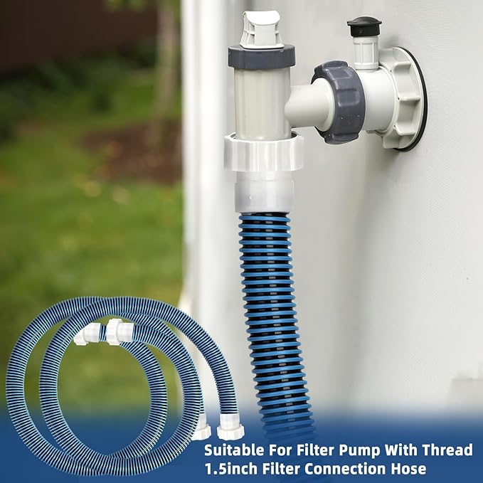 2 Pack 1 1/2 Pool Hose for Above Ground Pool 6ft Pump Replacement Hoses 1.5" EVA Heavy Duty Swimming Pool Hose for Above Ground, Filter Pumps, Saltwater Systems and Sand Filters (Blue)