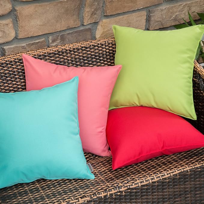 MIULEE Pack of 2 Decorative Outdoor Waterproof Pillow Covers Square Garden Cushion Sham Throw Pillowcase Summer Shell for Patio Tent Couch 18x18 Inch Pale Green