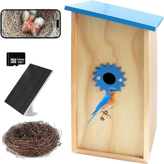 Smart Solar Birdhouse with Camera, 1080P HD Wireless Bird House Camera with Motion Detection & Auto-Capture, Perfect for Wild Bird Watching Enthusiasts