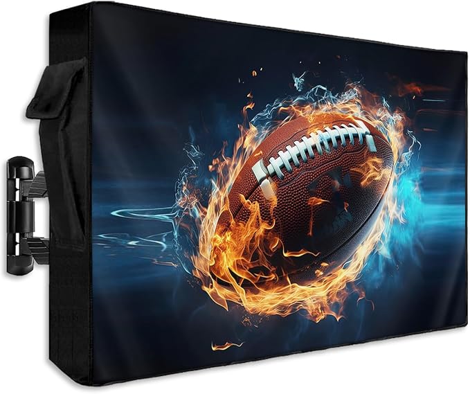 Outdoor TV Cover Waterproof Weatherproof 30 to 32 Inch, Sport Football with Fire Outside TV Covers with Zipper Flap, TV Screen Protectors for LED LCD OLED Television