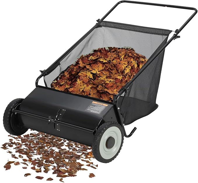 26-Inch Push Lawn Sweeper – 4 Fast Brushes, 7 Cu.ft Collector, Adjustable Height – Durable Steel Frame – Manual Hand-Push for Yard, Garden, Patio & Driveway Cleanup