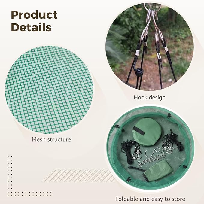 2 Pcs Bird Seed Catcher Tray, 20 in Hanging Bird Seed Catcher with 4.1 in Height, Outdoor Bird Seed Catcher Made of Polyester Mesh for Easy Cleaning & Ventilation