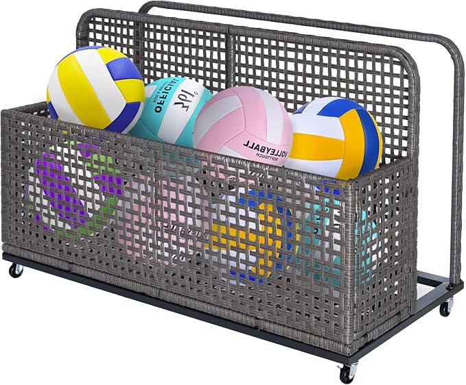 GlowSol Outdoor Storage Basket, 43.3" x 22.5" x 28.7" Poolside Float Storage, All-Weather PE Rattan Pool Float Caddy With Wheels, for Patio, Poolside, Backyard, Floaties, Life Vests, Beach Balls