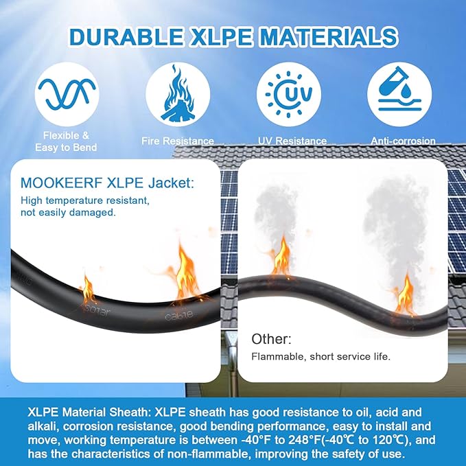 Solar Pane Wire 8 AWG - Solar Extension Cable 50Ft Black & 50Ft Red 8 Gauge Tinned Copper PV Wire for Outdoor Automotive RV Solar Panel Boat Marine (Black+Red)