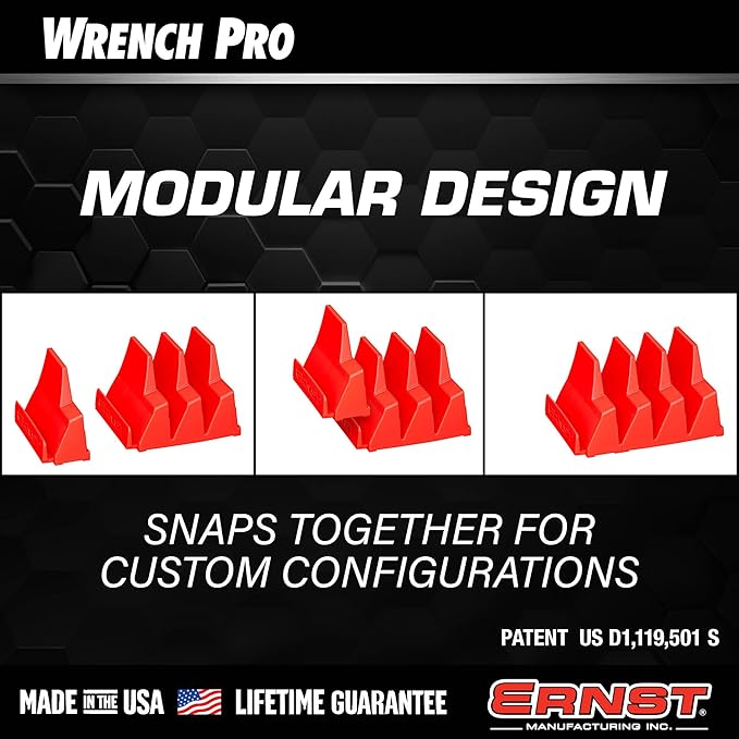 Ernst Manufacturing Wrench Pro - Modular Wrench Organizer for 40 Tools with Magnetic Base - Made in The USA
