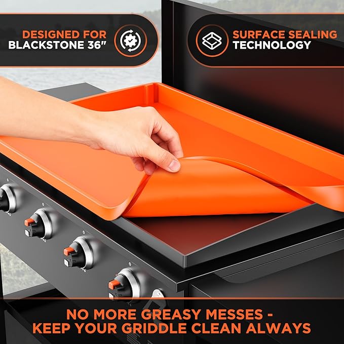 36" Silicone Griddle Mat for Blackstone 36 Inch Grill, Heavy Duty Food Grade Silicone Cover, All-Season Dirt & Rust Protection