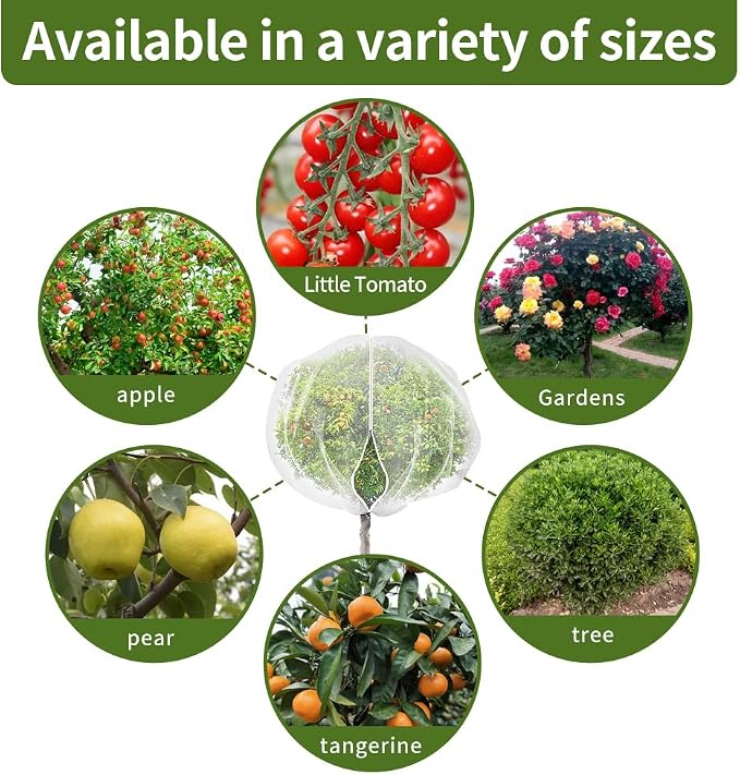 2Pcs 10X10ft Fruit Tree Netting Covers for Birds and Squirrels –Bird Nets for Fruit Trees with Zipper and Drawstring, Extra Large Durable Mesh Garden Netting to Protect Fruit Trees