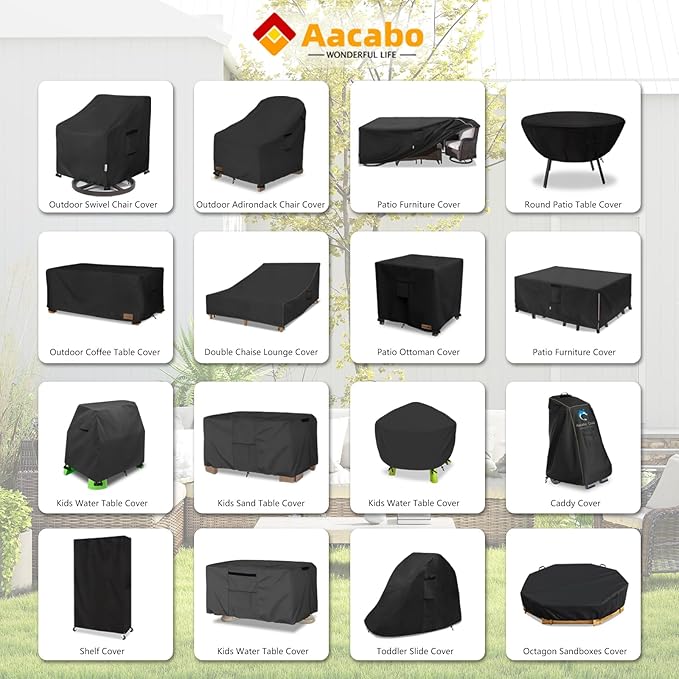 Patio Furniture Cover for 5 Pieces Set-Waterproof 600D Oxford Fabric Cover for 5 PCS Outdoor Sets Wicker Metal Couch Rocking Glider Swivel Chairs Ottomans Sectional Sofa Dining Chair Black