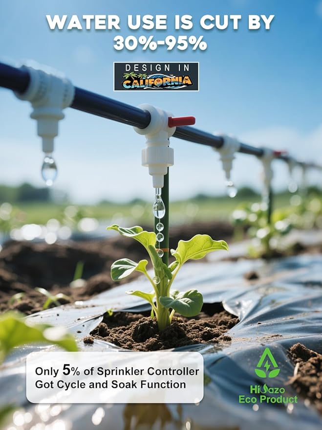 Smart Sprinklers Controller WiFi, Irrigation Controller Easy Use App Enabled, 4 Zone + 16 Plans, Save Water Auto Skip Rain, Freeze & Wind, 10 Minutes Install