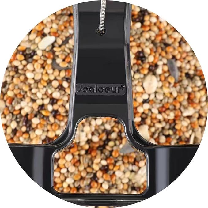 Jealoeur Bird Feeders for Outdoors Hanging Birds Feeder Wild Birds Seed, Black 2 Pack B