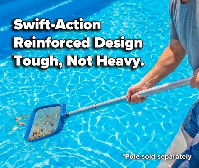 Pool Leaf Skimmer Net for Cleaning // Heavy Duty Pool Leaf Skimmer Attachment - Oversized 17 Inch With Self-Repairing Net // The Ultimate Pool Skimmer Replacement Net for Inground & Above Ground Pools