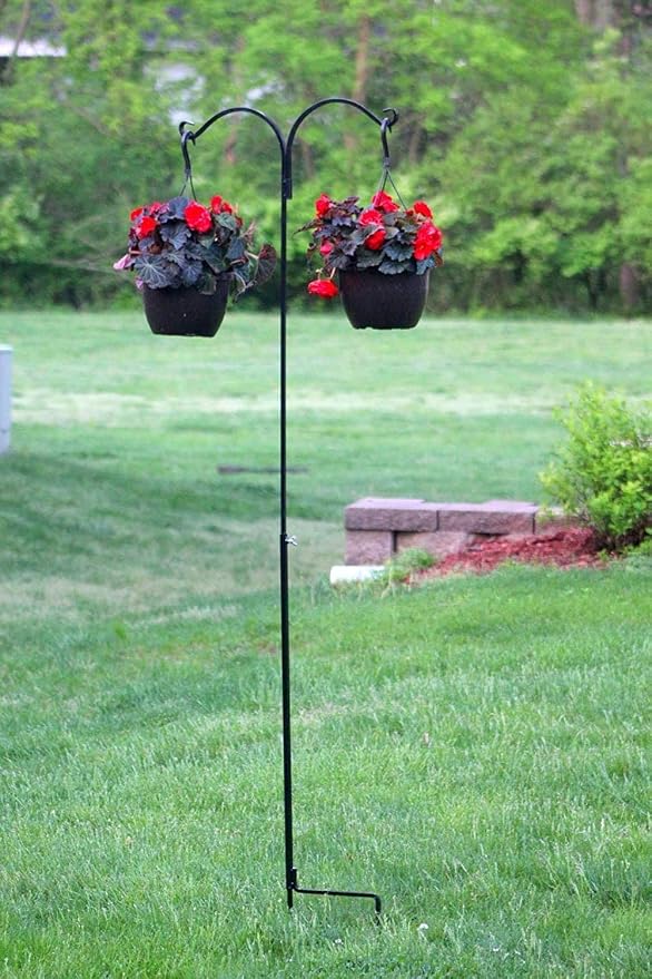 AshmanOnline Ashman Black Shepherd Hook 65 Inch Variations, 12MM Thick, Super Strong, Rust Resistant Steel Hook Ideal to use for Hanging Plant Basket, Solar Light, Bird Feeder and More. (4 Pack)
