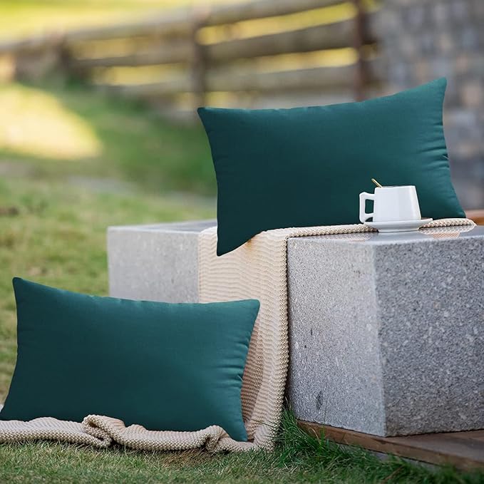 VAKADO Outdoor Waterproof Throw Pillow Covers 12x20 Set of 2 Decorative Teal Green Blue Patio Furniture Summer Cushion Cases Outside Decor for Couch Garden Bench Porch