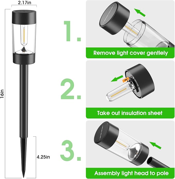 Eyrosa Solar Lights Outdoor, 8 Pack Waterproof Solar Landscape Lighting for Pathway Garden Yard Path Walkway Driveway Lawn Patio Outside Decor, Warm White