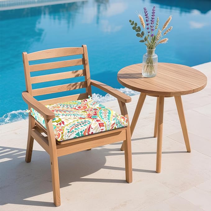 DYTXIII Set of 2 Outdoor Chair Cushions, Water Resistant 18.5"x16"x2" Square Seat Cushion for Patio Dining Chairs, High-Density Replacement Pads for Indoor Outdoor Furniture - Pretty Paisley