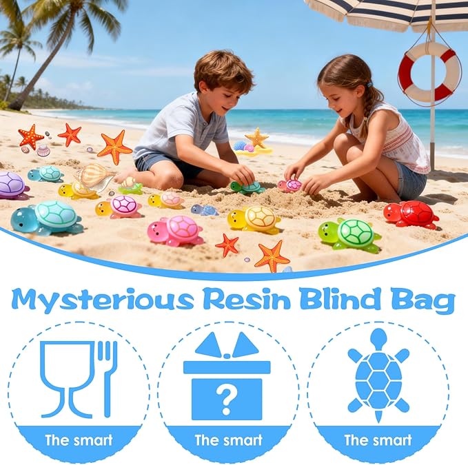 Mini Glow In The Dark Animal Resin Models, Resin Animals Mystery Bags, Individually Wrapped Blind Bags Tiny Animal Figurines, Collectible Mini Animals For Fairy Garden, DIY Crafts (200, Turtle)